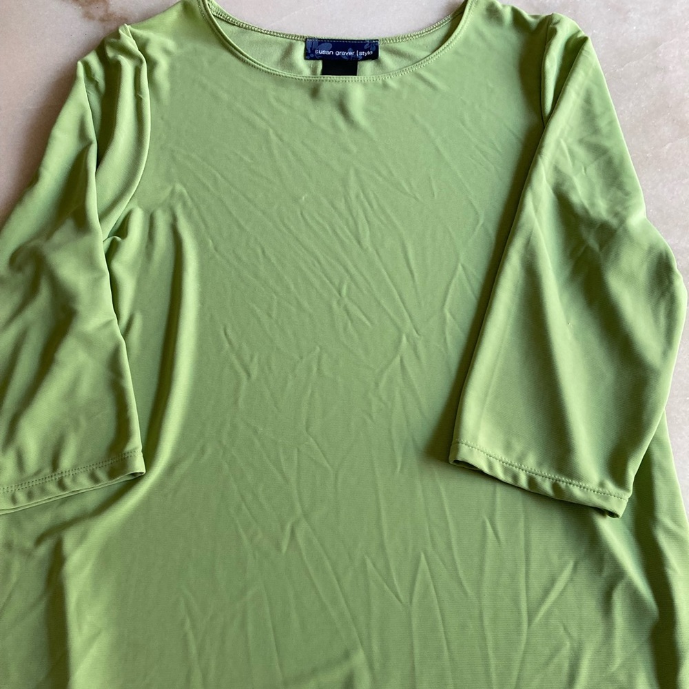 Susan graver style green blouse large